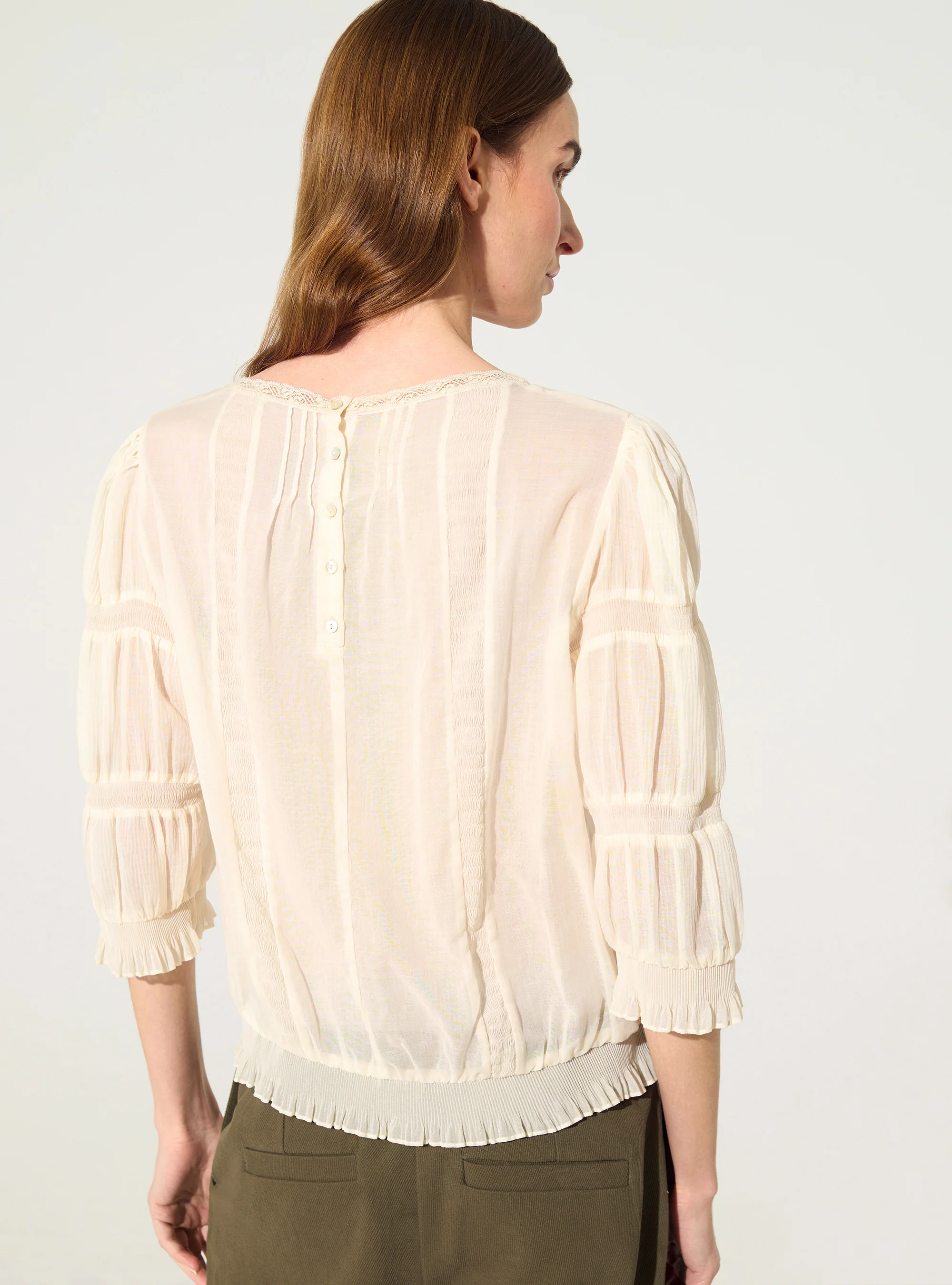 Blouse plissée et Dentelle de Calais-Caudry® écru - Image 4