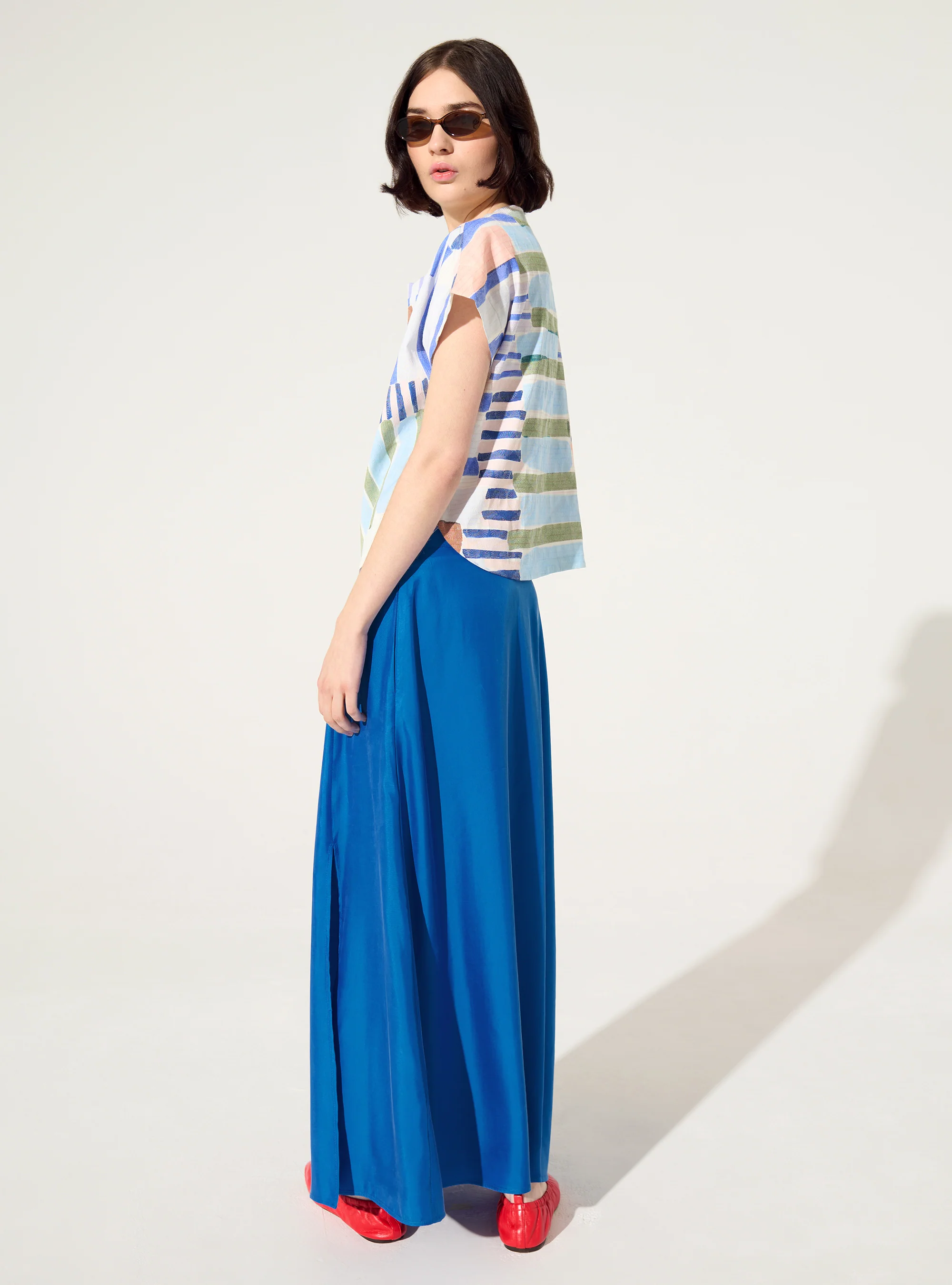 Jupe en cupro bleu - Image 4