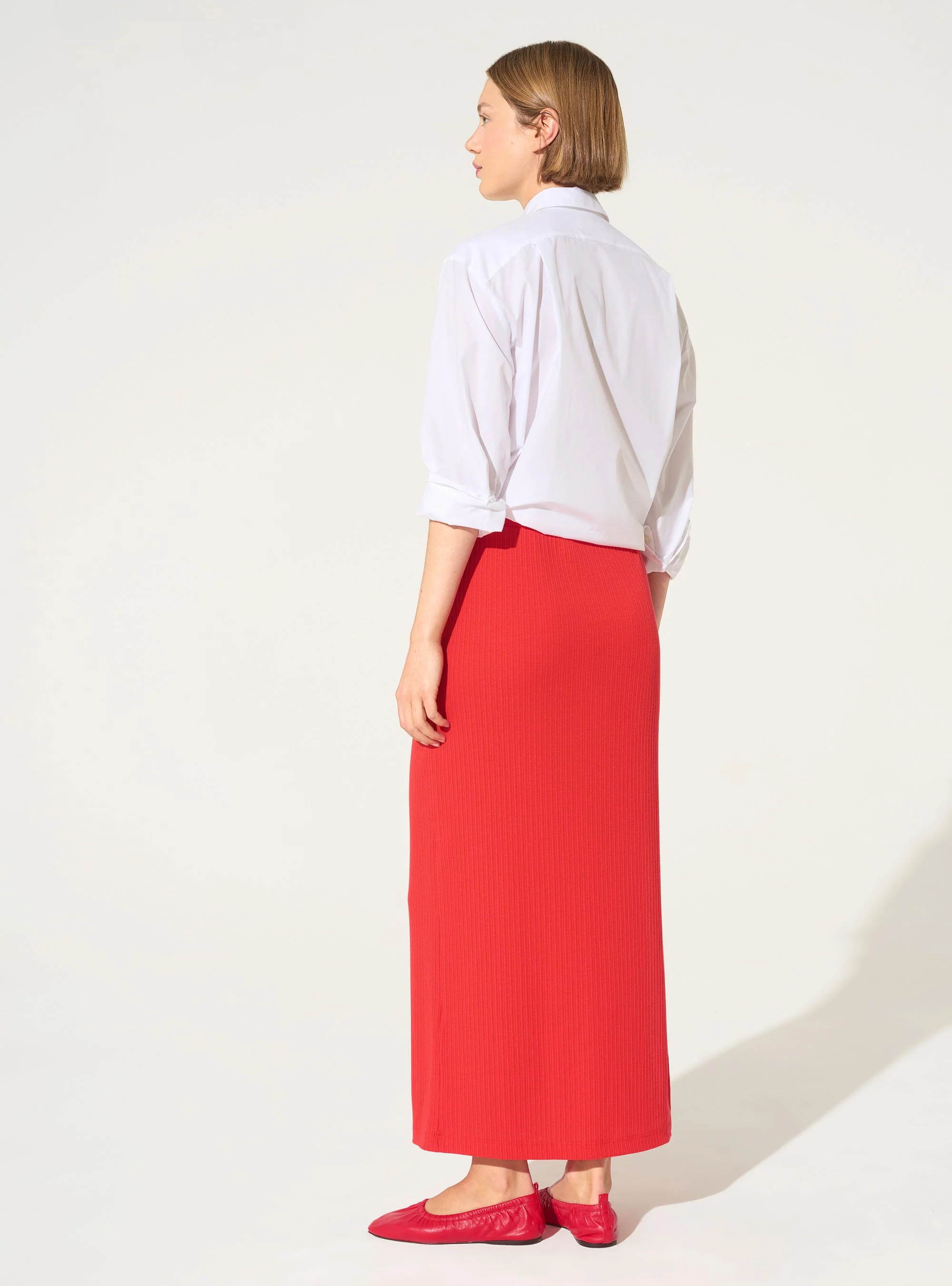 Jupe plissée en coton rouge - Image 5