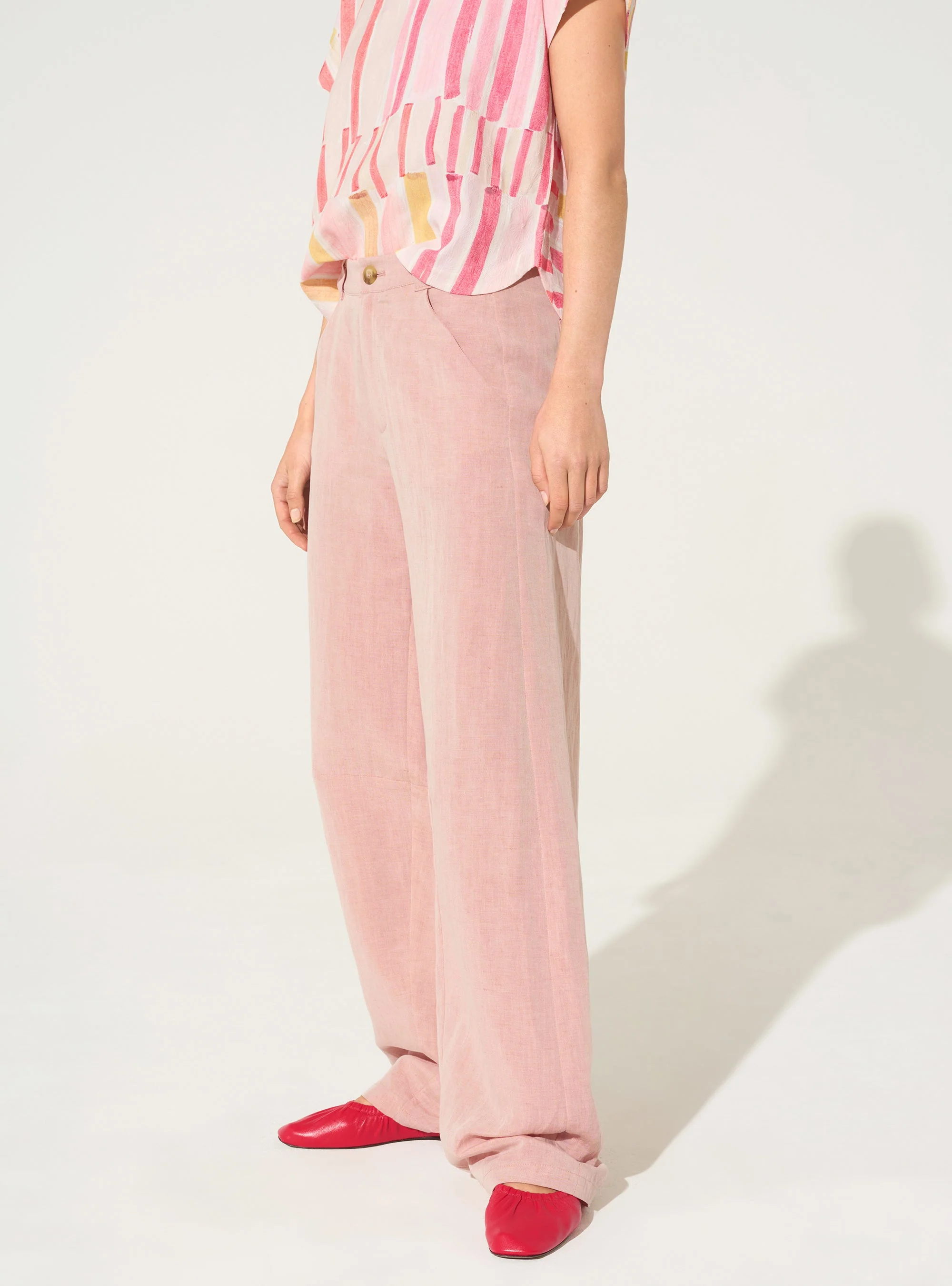 Pantalon en lin et lyocell rose - Image 2