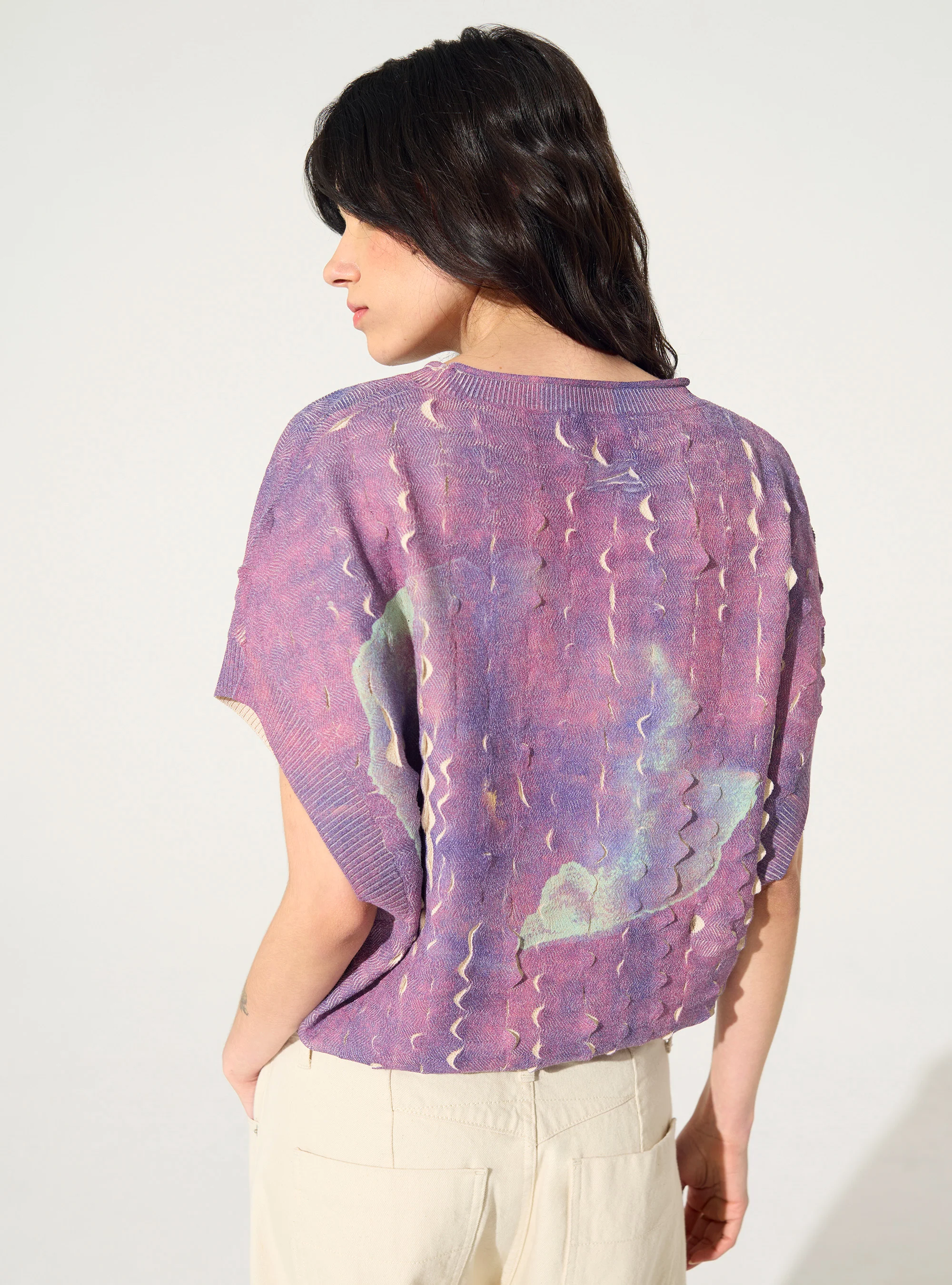 Pull col rond sublimé violet - Image 4