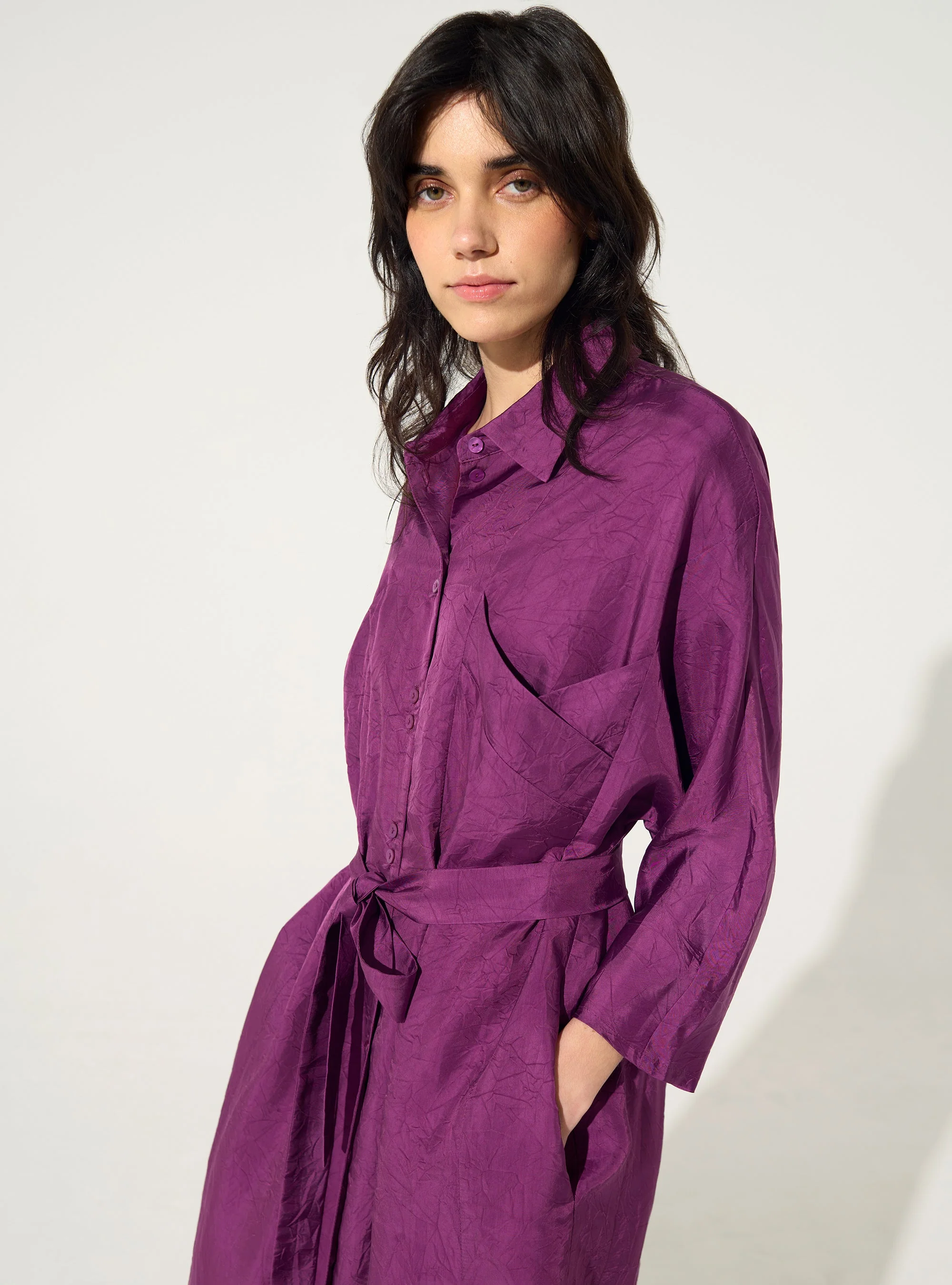 Robe ample en cupro violet - Image 3