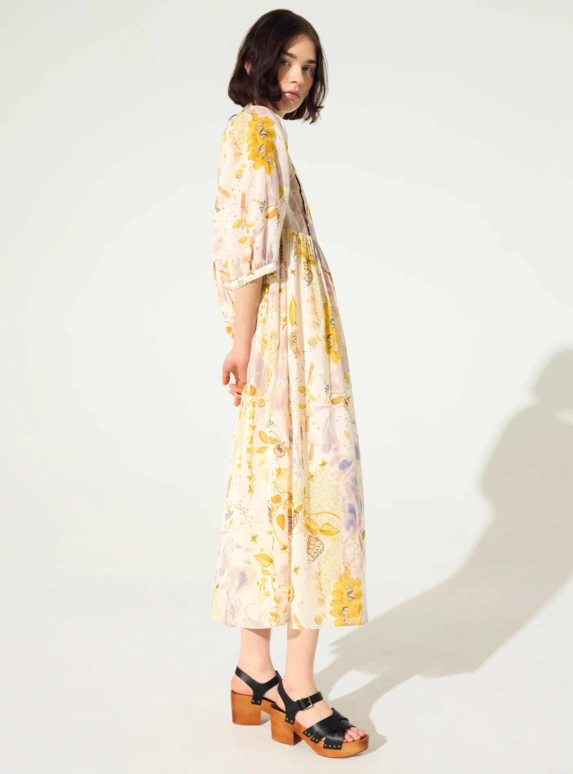 Robe ample imprimée en coton blanc - Image 3