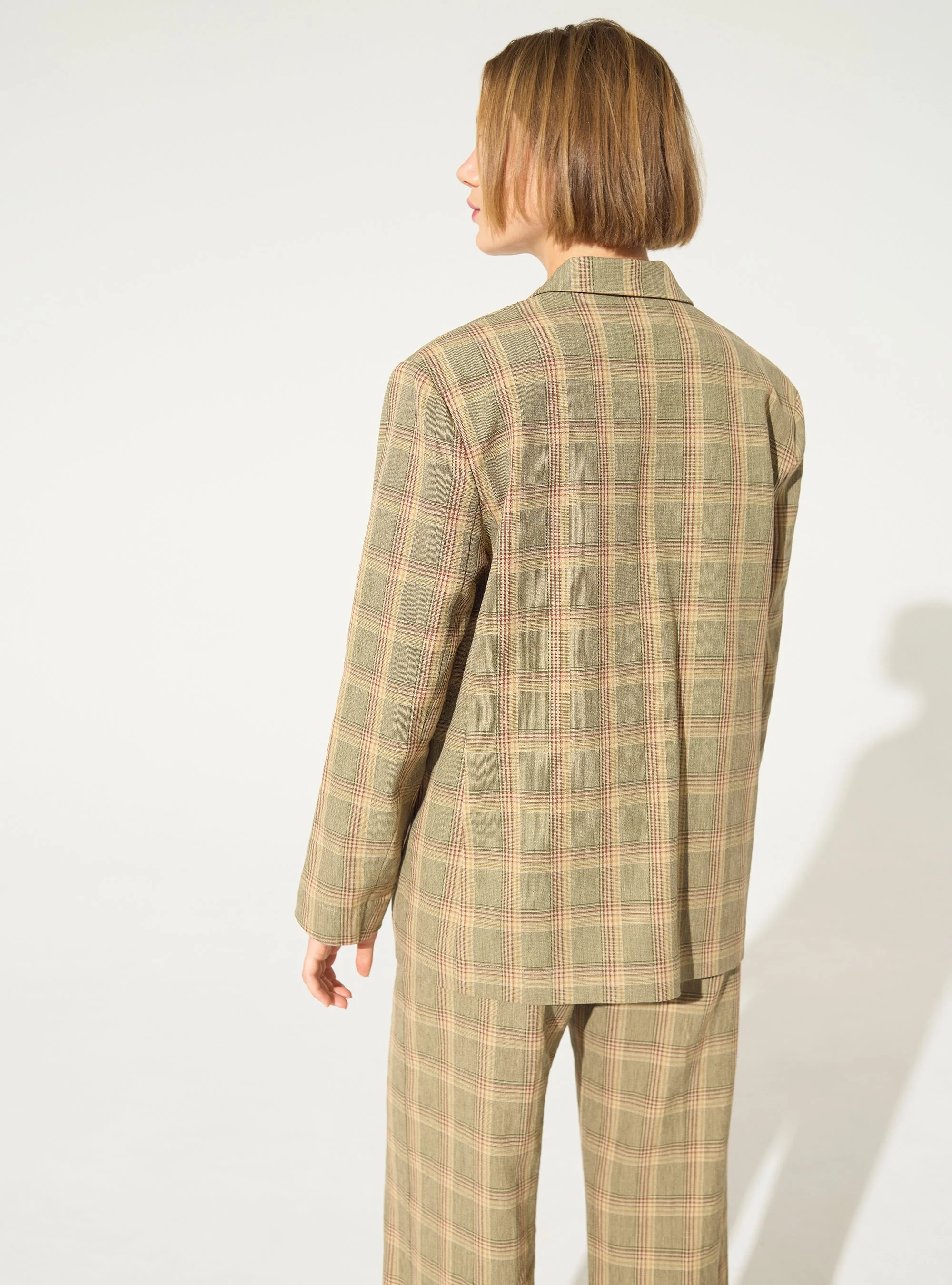 Veste ample à carreaux en lin - Image 4